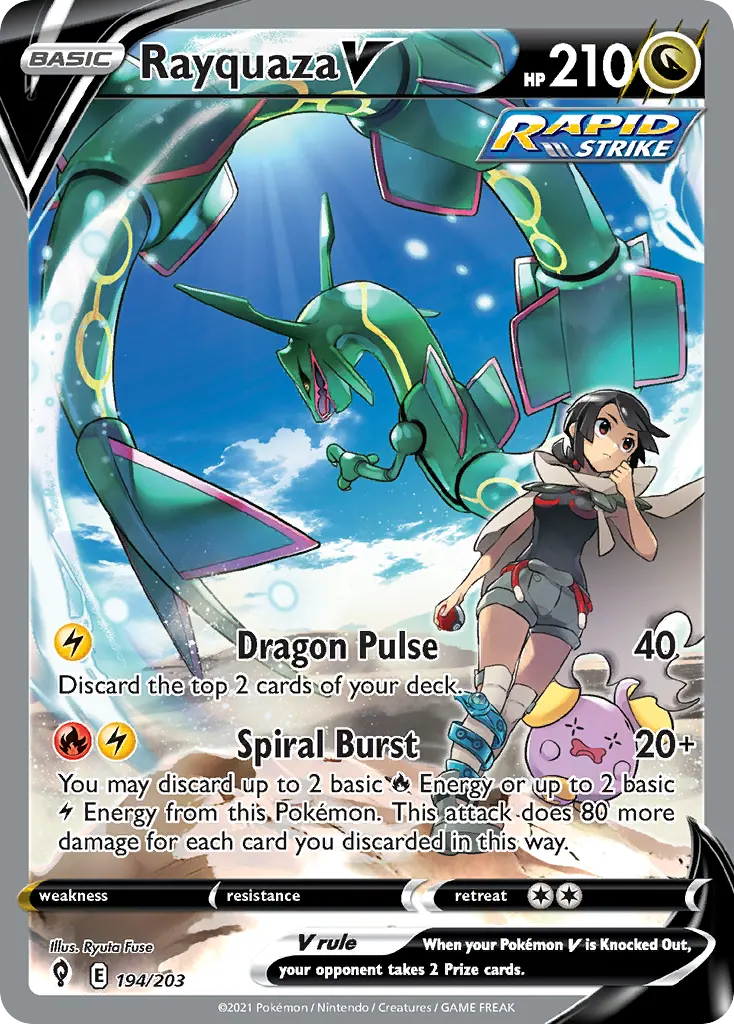 Rayquaza V alternate art Evolving Skies 194