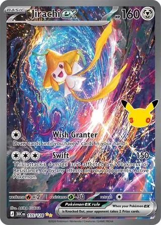 Jirachi ex 155/128 Special Illustration Rare from Pokemon 30th Celebration